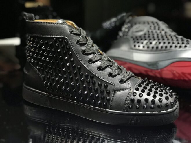 Christian Louboutin Louis Spikes Sneakers Calf leather and spikes Black - Image 6