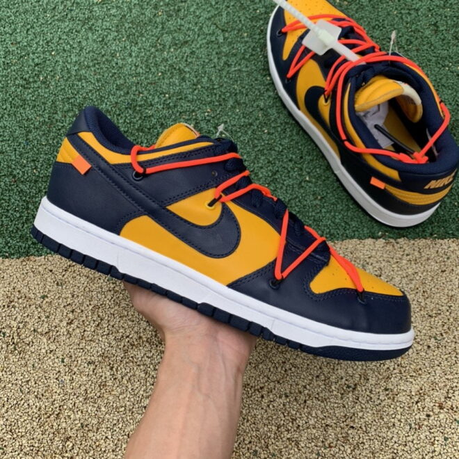 Nike Dunk Low Off-White University Gold Midnight Navy - Image 8