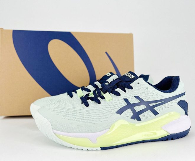 Women's ASICS Gel-Resolution 9 AC in the Pale Mint/Blue - Image 6