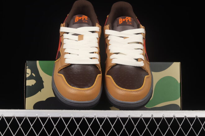 A Bathing Ape Bape SK8 STA Brown Orange - Image 9