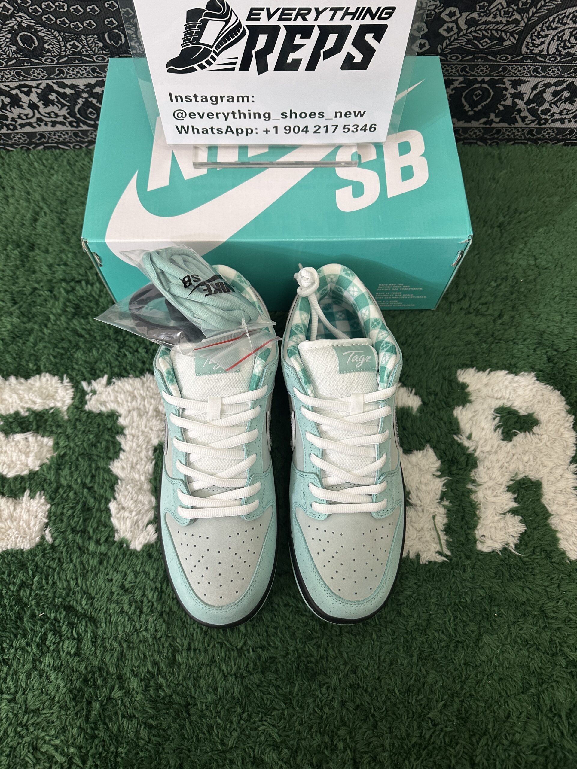 Nike SB Dunk Diamond Lobster Tiffany Customs - Image 9