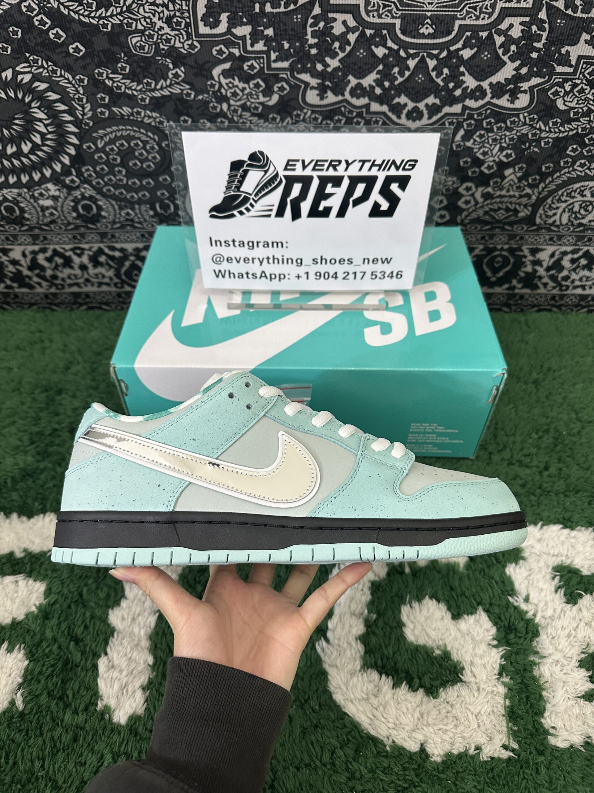 Nike SB Dunk Diamond Lobster Tiffany Customs - Image 6