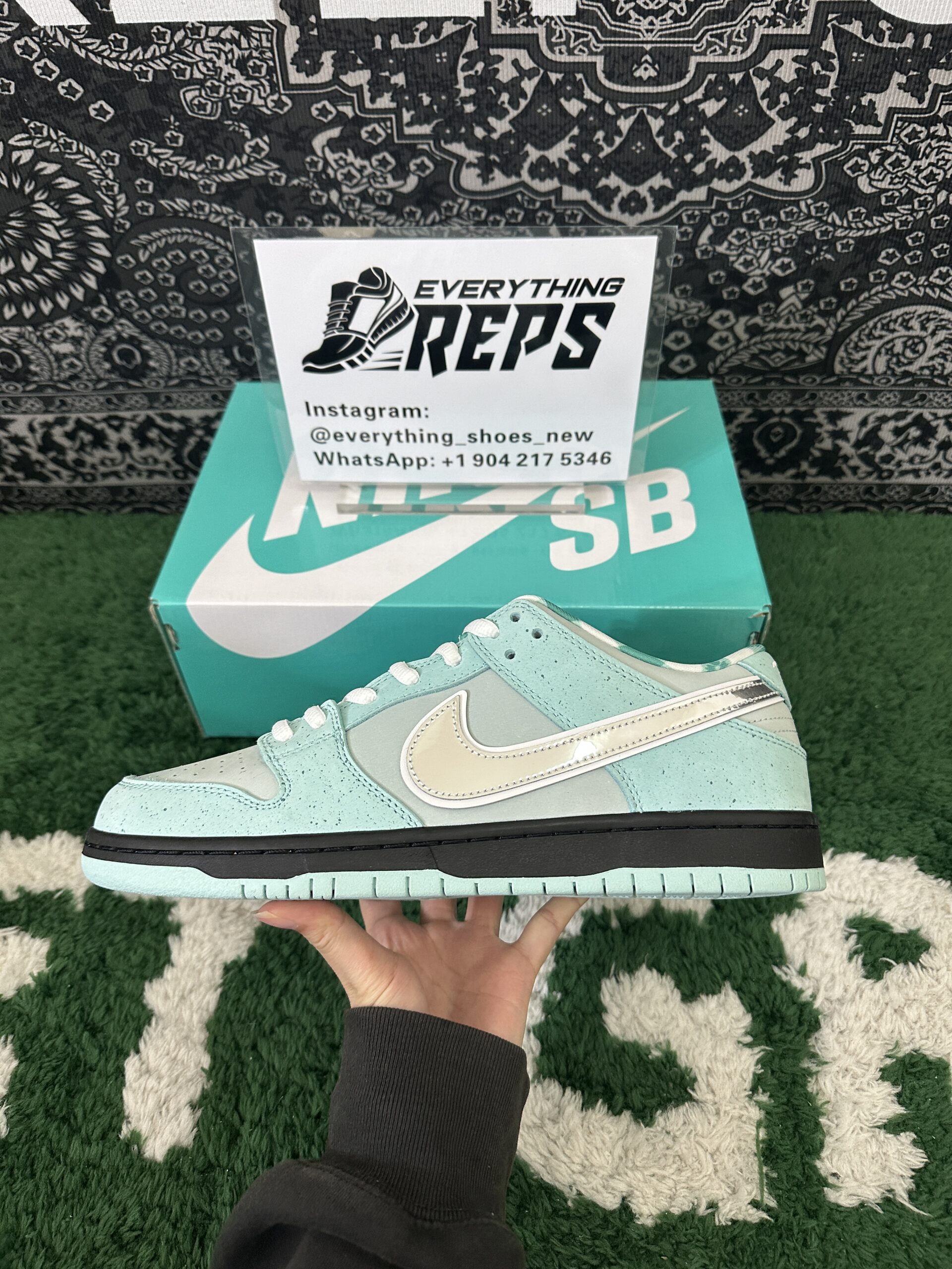 Nike SB Dunk Diamond Lobster Tiffany Customs - Image 5