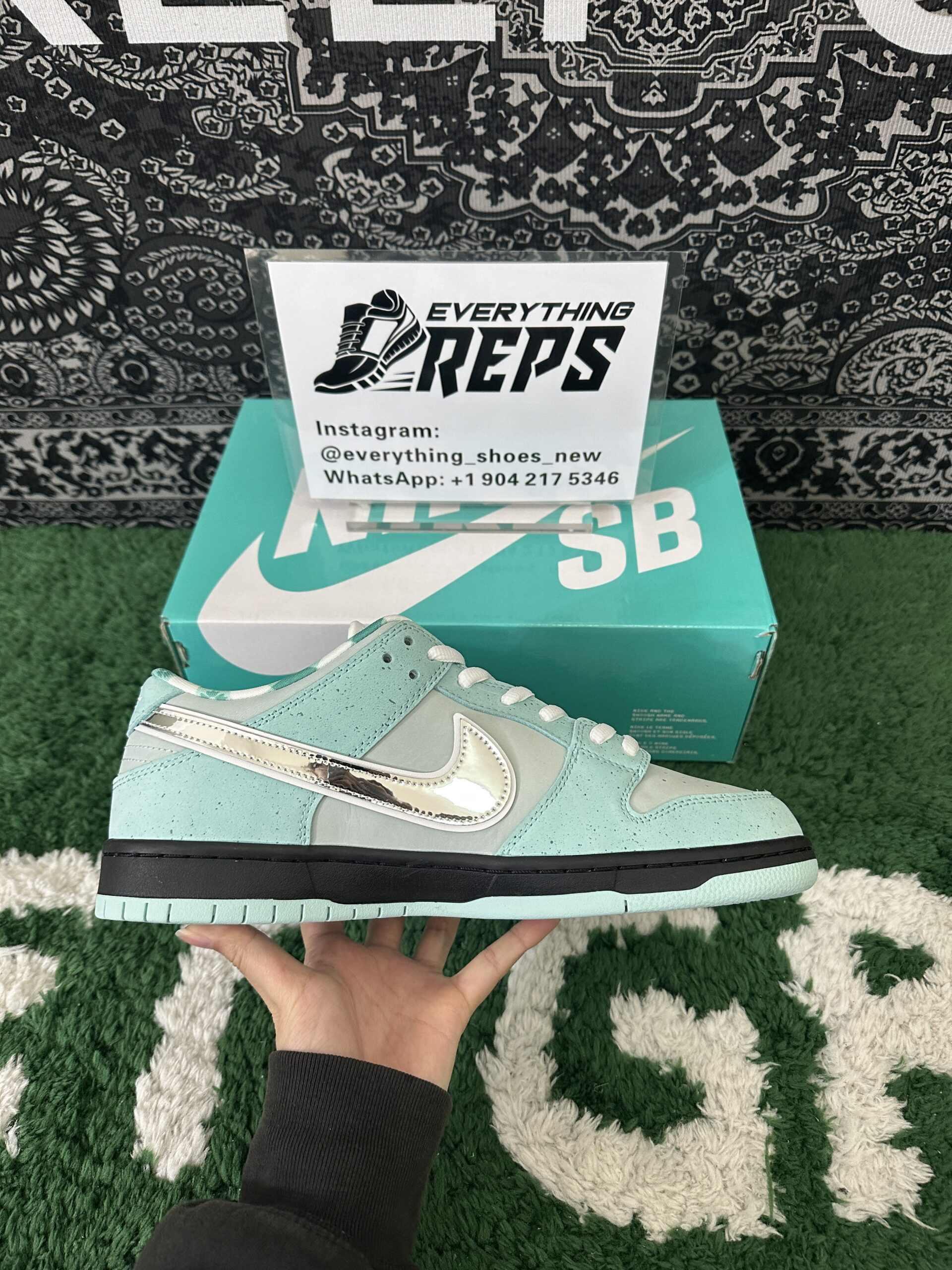 Nike SB Dunk Diamond Lobster Tiffany Customs - Image 4