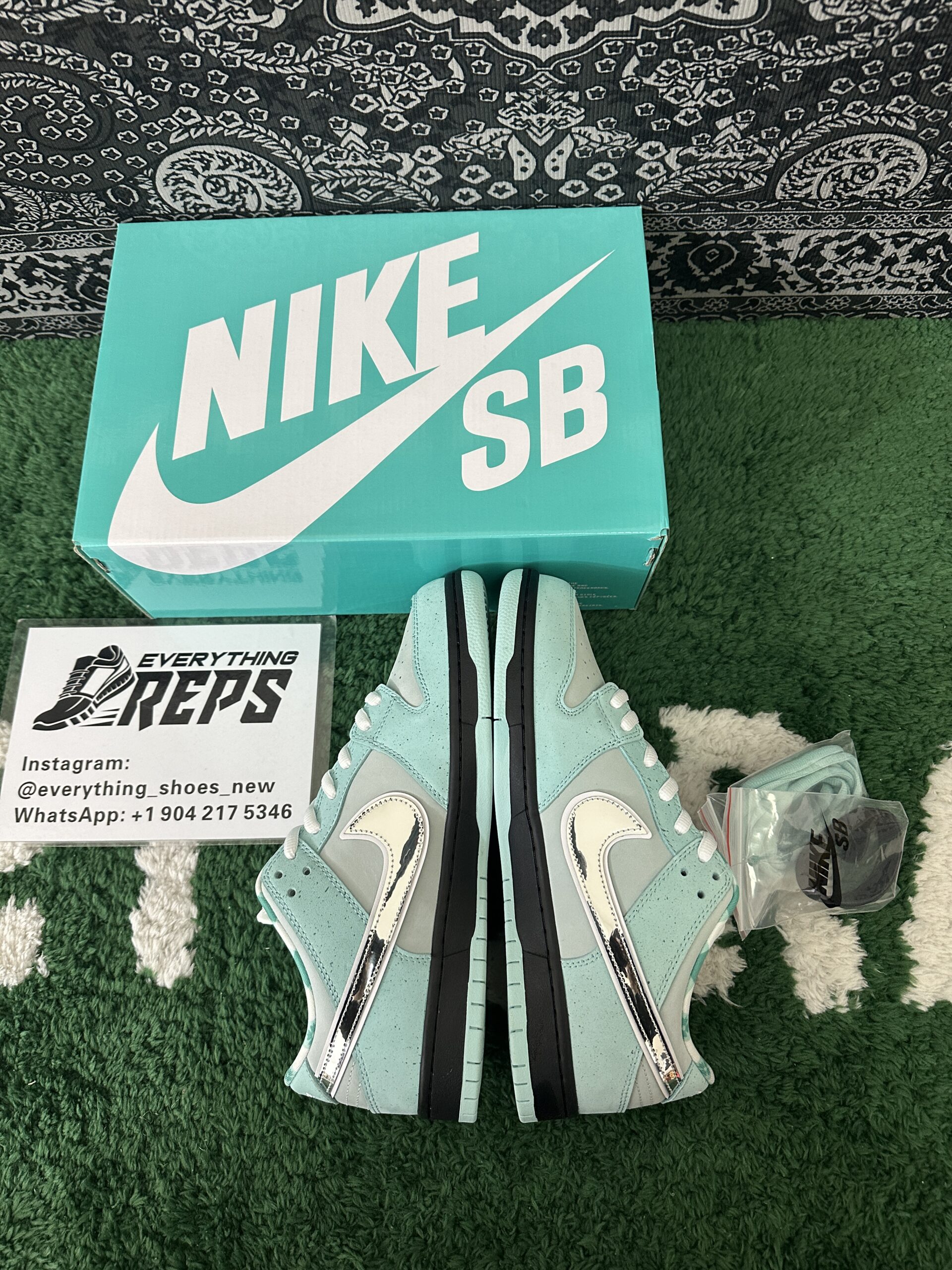Nike SB Dunk Diamond Lobster Tiffany Customs - Image 3