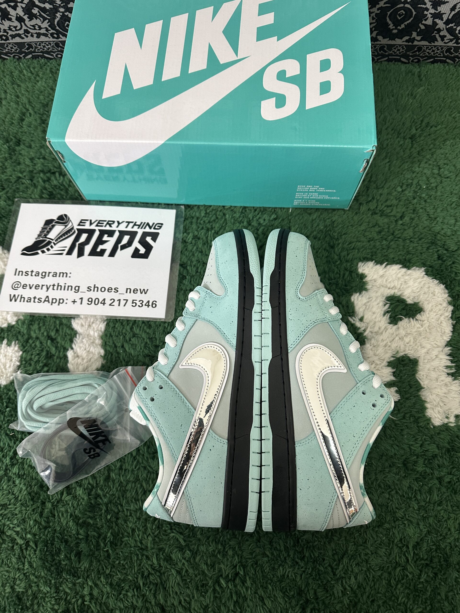 Nike SB Dunk Diamond Lobster Tiffany Customs - Image 2